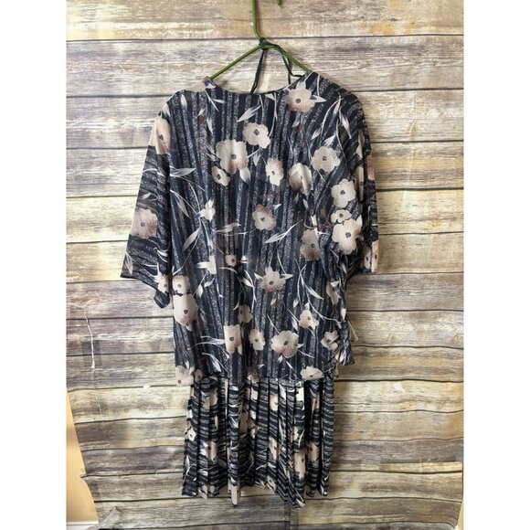 Vintage 1980s Two Piece Dress Floral‎ Stripe Pattern Size 22W MCS Ltd - Picture 5 of 7